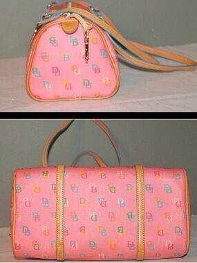 Dooney & Bourke Pink Multicolor DB Monogram Barrel Satchel